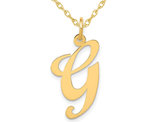 10K Yellow Gold Fancy Script Initial -G- Pendant Necklace Charm with Chain